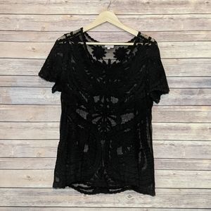 Stitch Fix Pixley Black Lace Tee, size M